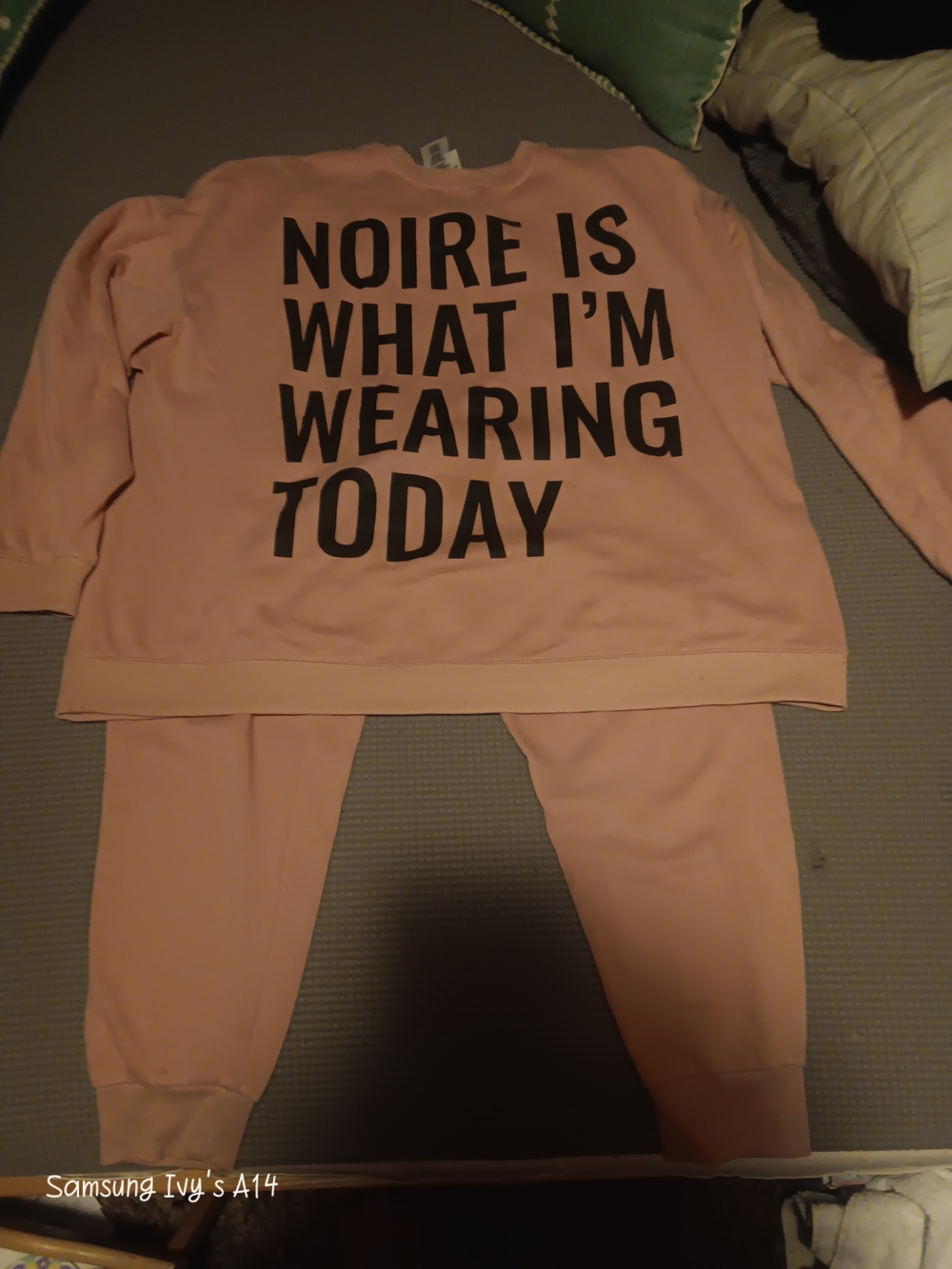 Jolie Blush Pink Pajama Set with Black Slogan